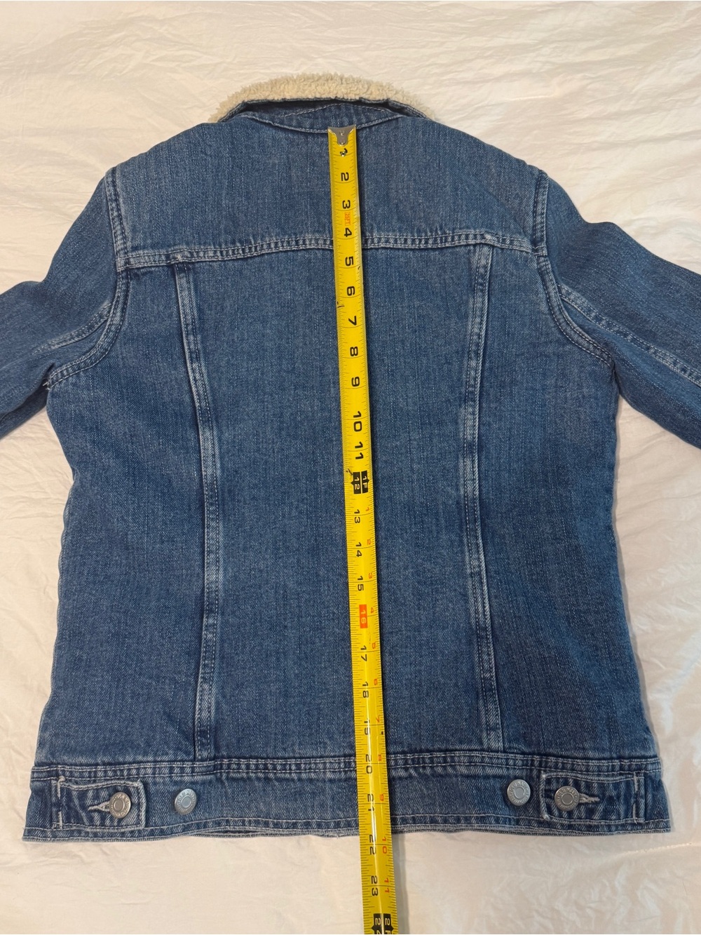 Old Navy Blue Denim Trucker Jacket Sherpa Lined Y2K Women’s Size Small - Picture 13 of 16